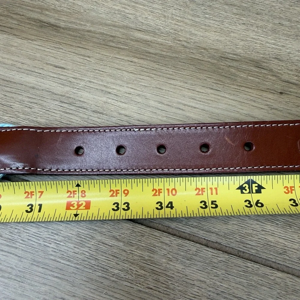 Vineyard Vines Distressed Braided Rope Belt Mens 34 Crystal Blue Brown Leather
